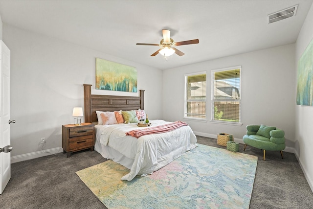 5653 Salt Springs Dr, Fort Worth, TX 76179 - bedroom featuring dark carpet, baseboards, and a ceiling fan