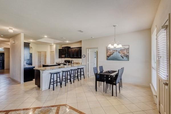1300 Woodbine Cliff Dr, Fort Worth, TX 76179 - dining space with a chandelier, light tile patterned floors, recessed lighting, and baseboards