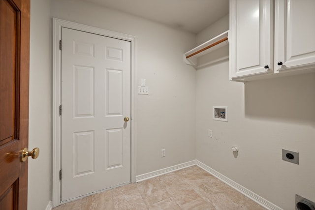 6808 N Oaks Dr, North Richland Hills, TX 76182 - washroom featuring electric dryer hookup, cabinet space, washer hookup, and baseboards