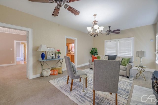 1126 Grand Ave, Abilene, TX 79605 - carpeted dining area featuring ceiling fan, baseboards, and a chandelier