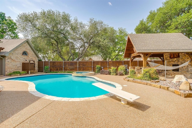 5800 Montford Dr, Colleyville, TX 76034 - view of swimming pool with a fenced backyard, a patio area, and a pool with connected hot tub