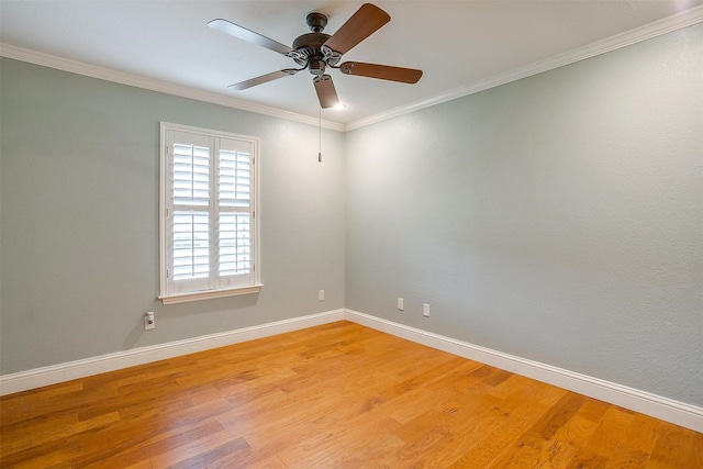 5800 Montford Dr, Colleyville, TX 76034 - empty room with a ceiling fan, baseboards, light wood finished floors, and ornamental molding