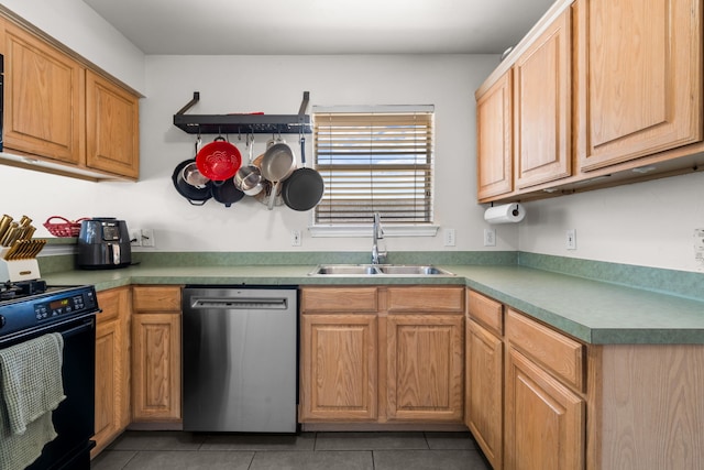 7612 Brittany Pl, Fort Worth, TX 76137 - kitchen featuring stainless steel dishwasher, range, a sink, and light tile patterned floors