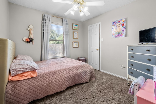 7612 Brittany Pl, Fort Worth, TX 76137 - bedroom with carpet flooring, baseboards, and ceiling fan