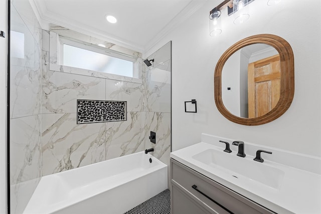 2925 Edmond Ave, Waco, TX 76707 - full bath featuring crown molding, shower / bath combination, and vanity