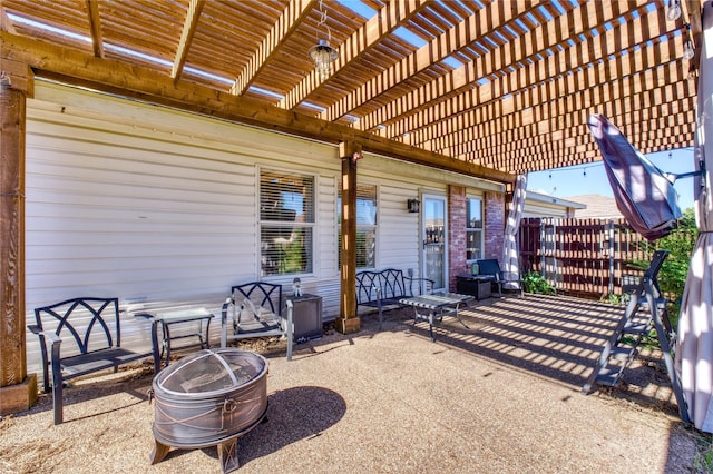 1209 Starpoint Ln, Wylie, TX 75098 - view of patio with a fire pit and a pergola