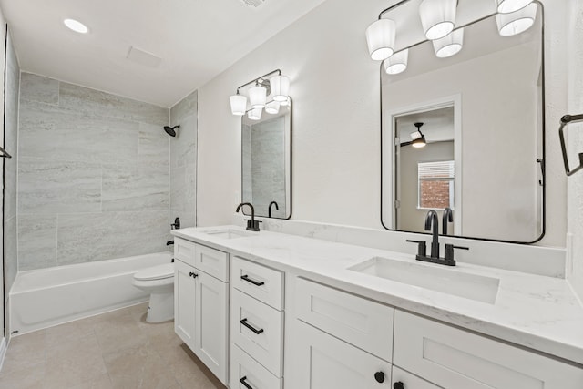 8810 Sugarberry Rd, Dallas, TX 75249 - full bath with toilet, double vanity, and washtub / shower combination