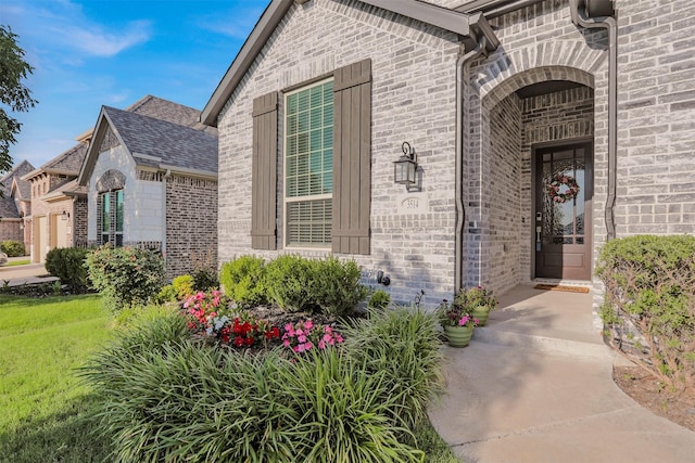 3514 Charleston Dr, Melissa, TX 75454 - doorway to property with brick siding and roof with shingles