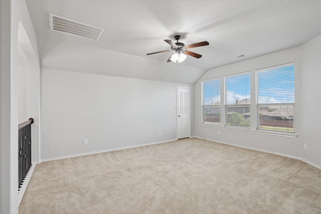 2256 Laurel Forest Dr, Fort Worth, TX 76177 - unfurnished living room featuring a ceiling fan, carpet, lofted ceiling, and baseboards