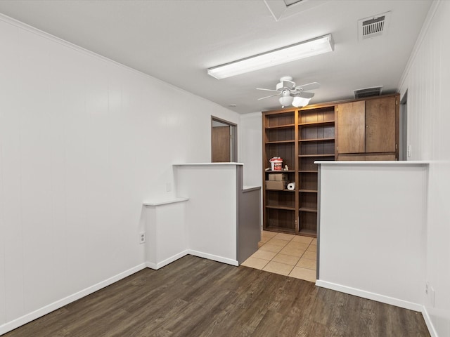 736 Westwood Dr, Sherman, TX 75092 - spare room with wood finished floors, baseboards, crown molding, and a ceiling fan