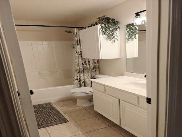 4415 Shady Elm Dr, Mansfield, TX 76063 - full bathroom with toilet, vanity, tile patterned flooring, and shower / bath combo with shower curtain