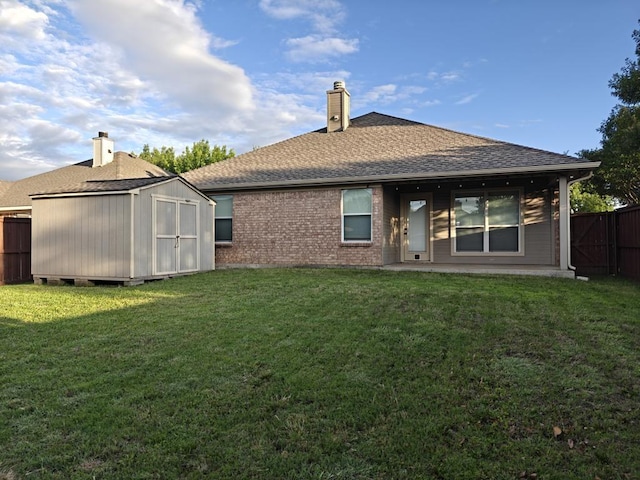 4415 Shady Elm Dr, Mansfield, TX 76063 - rear view of property with a shingled roof, brick siding, a patio area, and a chimney