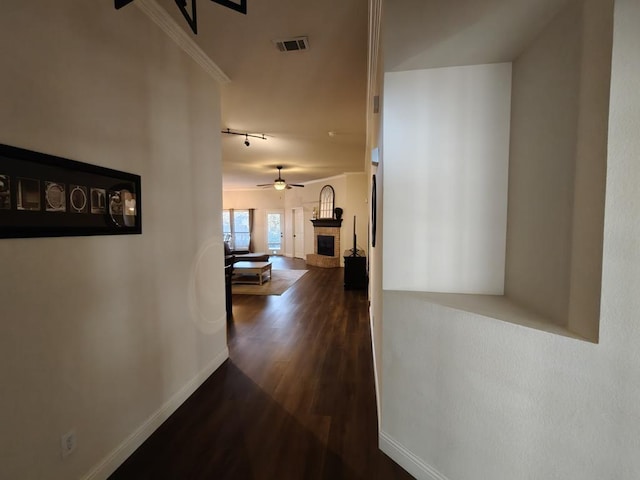 4415 Shady Elm Dr, Mansfield, TX 76063 - hall with baseboards and dark wood-style flooring