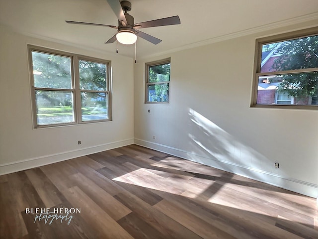 129 Ardmore Ave, Shreveport, LA 71105 - spare room featuring wood finished floors, baseboards, a ceiling fan, and ornamental molding