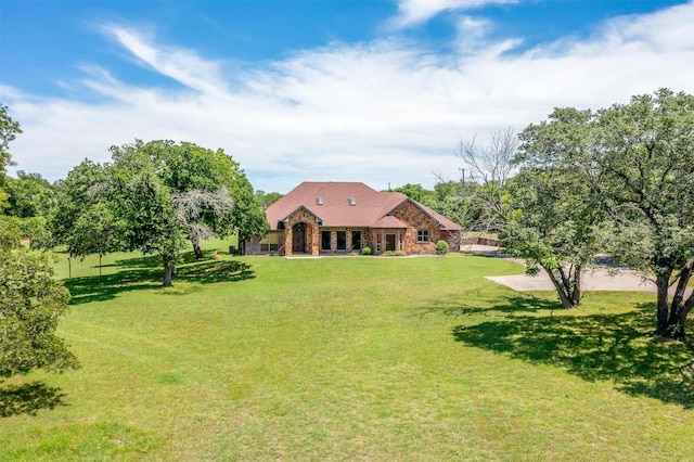 1701 Lakefront Dr, Aledo, TX 76008 - back of property featuring a yard and brick siding