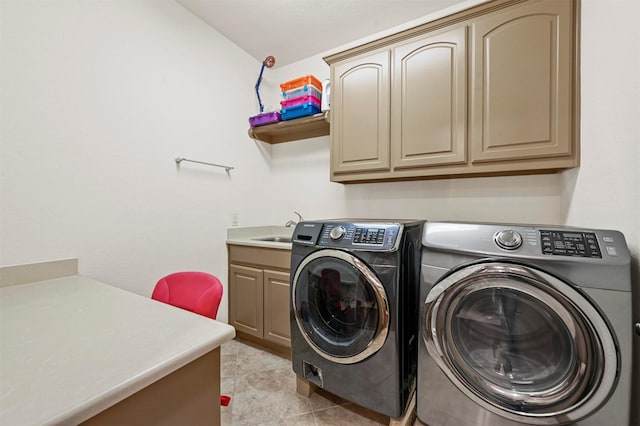 13818 Mammoth Cave Ln, Frisco, TX 75035 - laundry room with cabinet space and washing machine and clothes dryer