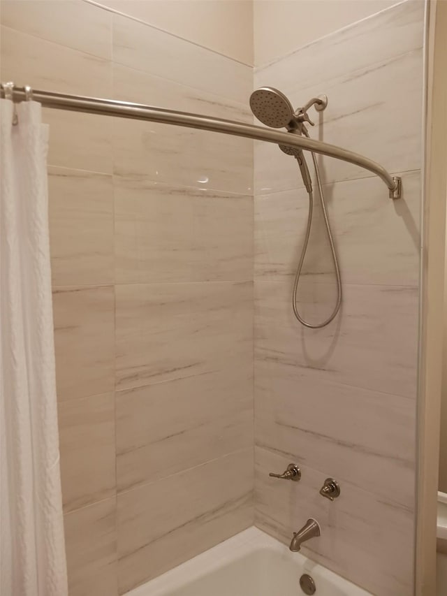 1308 River Birch Ln, Carrollton, TX 75007 - full bath featuring shower / bath combo with shower curtain