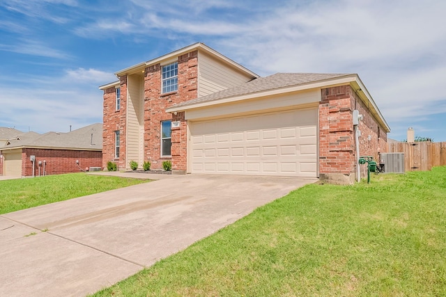 1010 Hanover Dr, Forney, TX 75126 - traditional-style home with central air condition unit, driveway, an attached garage, and brick siding