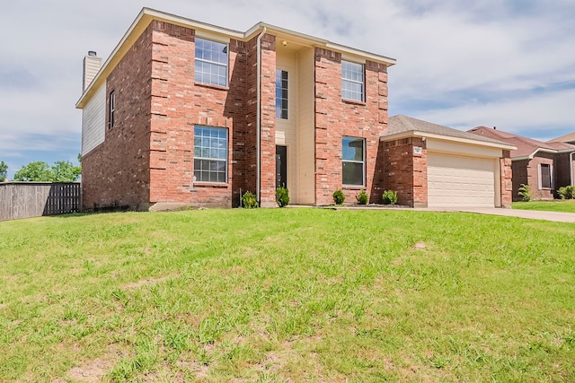 1010 Hanover Dr, Forney, TX 75126 - traditional-style home with an attached garage, brick siding, a chimney, and concrete driveway