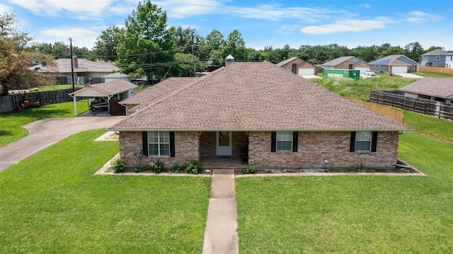 203 Marianne, Sulphur Springs, TX 75482 - ranch-style house featuring covered porch, brick siding, roof with shingles, and concrete driveway