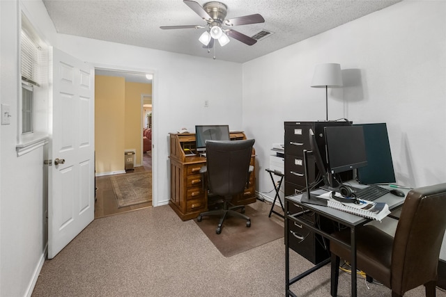 203 Marianne, Sulphur Springs, TX 75482 - carpeted office space with a textured ceiling and a ceiling fan