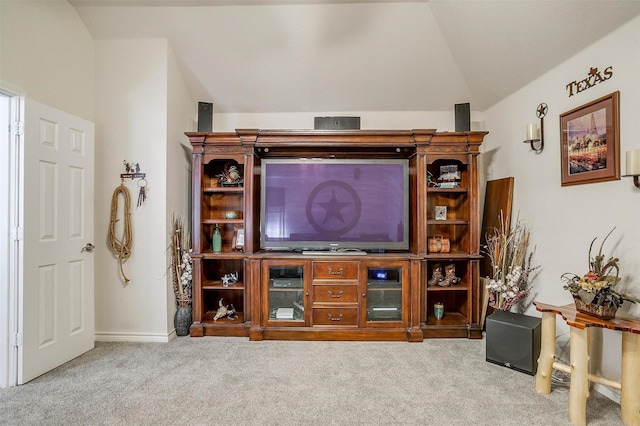 5040 Pallas Ct, Fort Worth, TX 76123 - carpeted living room featuring vaulted ceiling