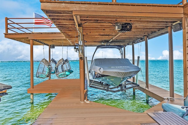 142 Peninsula Point Ter, Mabank, TX 75156 - dock area featuring boat lift and a water view