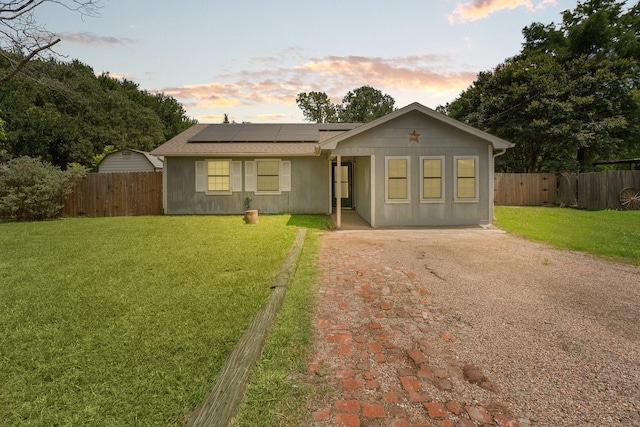 8222 Happy Trl, Alvarado, TX 76009 - ranch-style house featuring dirt driveway and solar panels