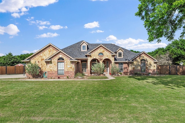 5142 Carlton Pkwy, Waxahachie, TX 75165 - french country inspired facade featuring brick siding, stone siding, and a gate