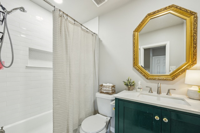 1215 Morrell Ave, Dallas, TX 75203 - bathroom featuring toilet, shower / bathtub combination with curtain, and vanity