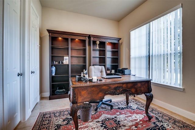1113 Waterford Way, Allen, TX 75013 - home office with light tile patterned flooring and baseboards