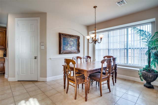 1113 Waterford Way, Allen, TX 75013 - dining room with a chandelier, baseboards, and light tile patterned flooring
