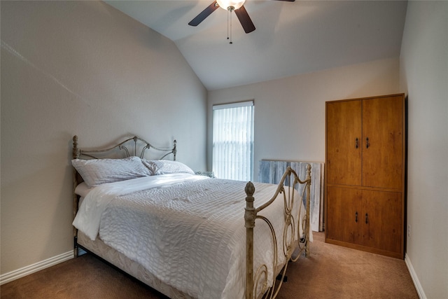 1113 Waterford Way, Allen, TX 75013 - bedroom with carpet flooring, lofted ceiling, baseboards, and ceiling fan