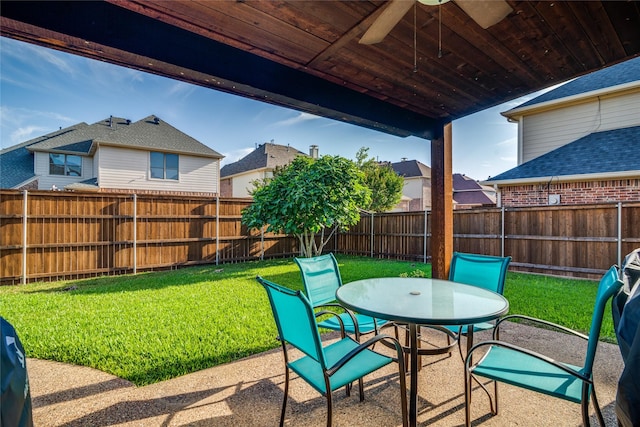 1113 Waterford Way, Allen, TX 75013 - view of patio / terrace with ceiling fan, outdoor dining area, and a residential view