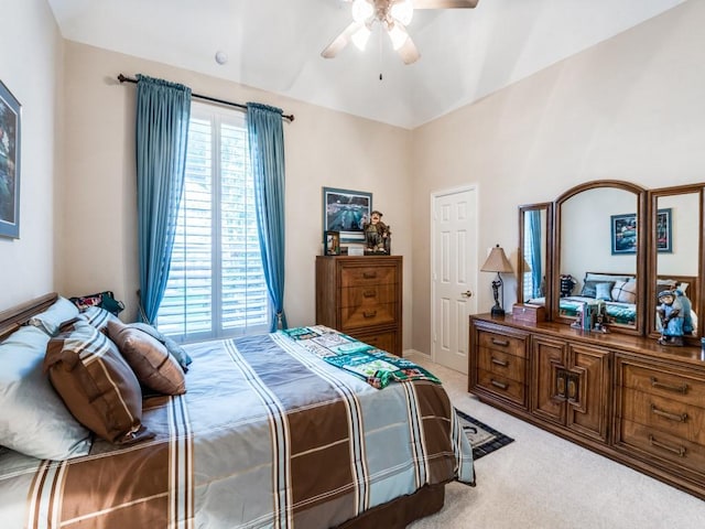 7805 Chapel View Dr, Mckinney, TX 75072 - bedroom with carpet, a ceiling fan, and lofted ceiling