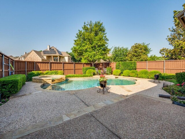7805 Chapel View Dr, Mckinney, TX 75072 - view of pool featuring a fenced backyard, a patio, and a pool with connected hot tub