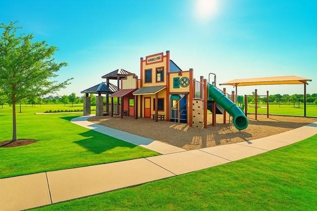 11216 Ponderosa Trl, Aubrey, TX 76227 - community jungle gym featuring a yard and a gazebo
