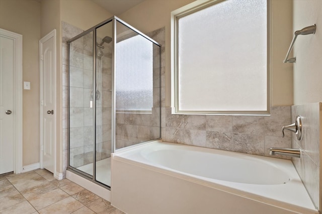 4708 River Edge Pl, Frisco, TX 75036 - full bathroom featuring a stall shower, a bath, and tile patterned flooring