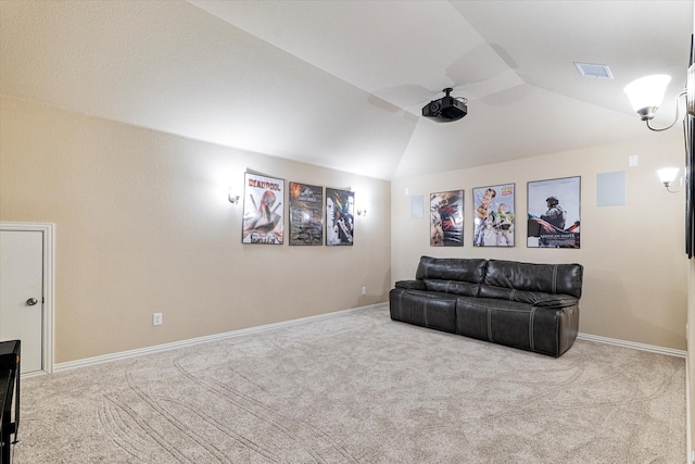 4708 River Edge Pl, Frisco, TX 75036 - home theater with carpet, vaulted ceiling, ceiling fan, and baseboards