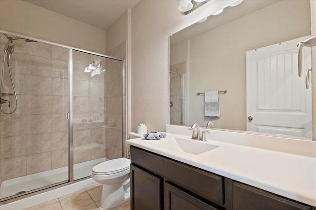 4708 River Edge Pl, Frisco, TX 75036 - full bathroom with toilet, vanity, tile patterned flooring, and a shower stall