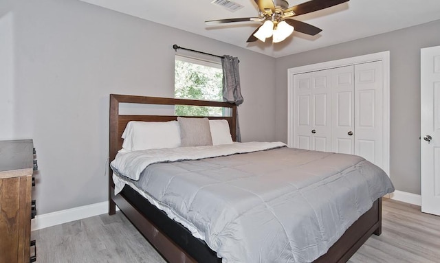 2908 Longfellow Ln, Denton, TX 76209 - bedroom with light wood-type flooring, a closet, and baseboards
