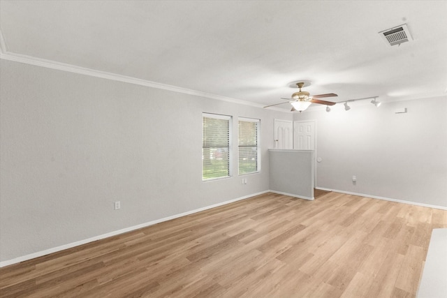 603 Plainview Dr, Mansfield, TX 76063 - unfurnished room with ceiling fan, crown molding, light wood-style flooring, and baseboards
