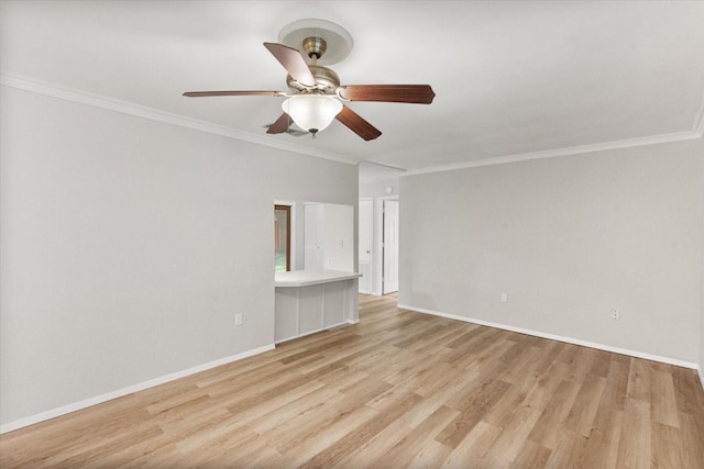 603 Plainview Dr, Mansfield, TX 76063 - empty room with ceiling fan, light wood-style floors, crown molding, and baseboards