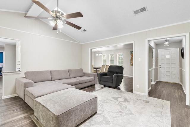 1706 Kingsborough Dr, Arlington, TX 76015 - living area with crown molding, ceiling fan, wood finished floors, baseboards, and a chandelier