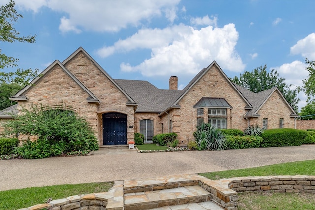 18602 Turnbridge Dr, Dallas, TX 75252 - view of front of house featuring brick siding, a chimney, and roof with shingles