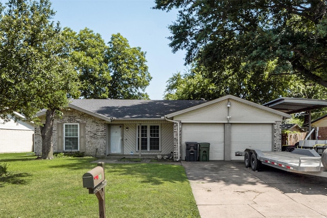 2900 Lachelle Ln, Arlington, TX 76010 - ranch-style house featuring an attached garage, concrete driveway, a front yard, and roof with shingles