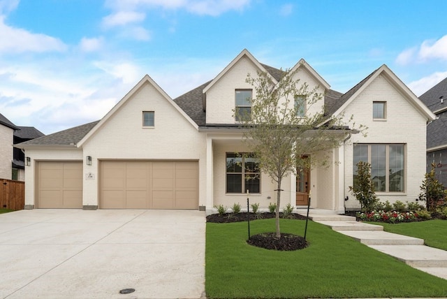 3340 Crescent Ln, Celina, TX 75009 - view of front facade with a front yard, brick siding, driveway, and roof with shingles