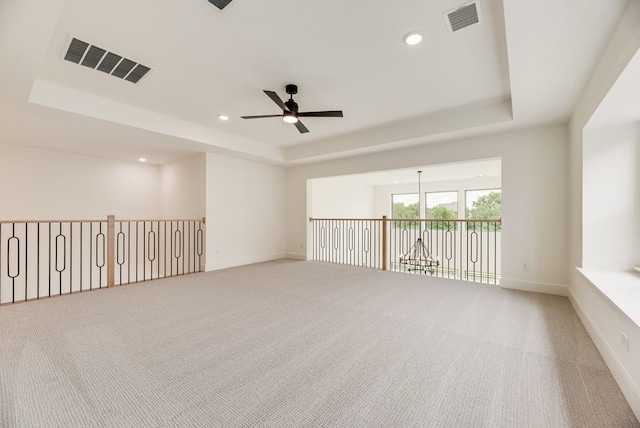 3340 Crescent Ln, Celina, TX 75009 - carpeted spare room with a raised ceiling, ceiling fan, and recessed lighting