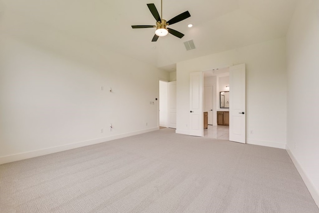 3340 Crescent Ln, Celina, TX 75009 - unfurnished bedroom featuring light carpet, ensuite bathroom, recessed lighting, and ceiling fan