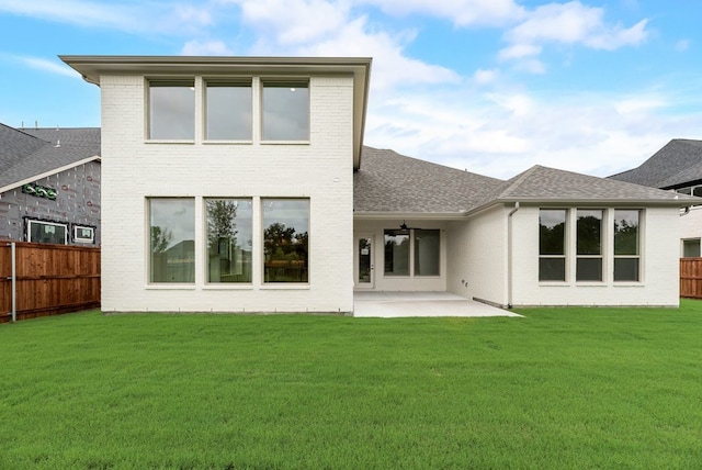 3340 Crescent Ln, Celina, TX 75009 - rear view of house with a fenced backyard, a patio area, brick siding, and ceiling fan
